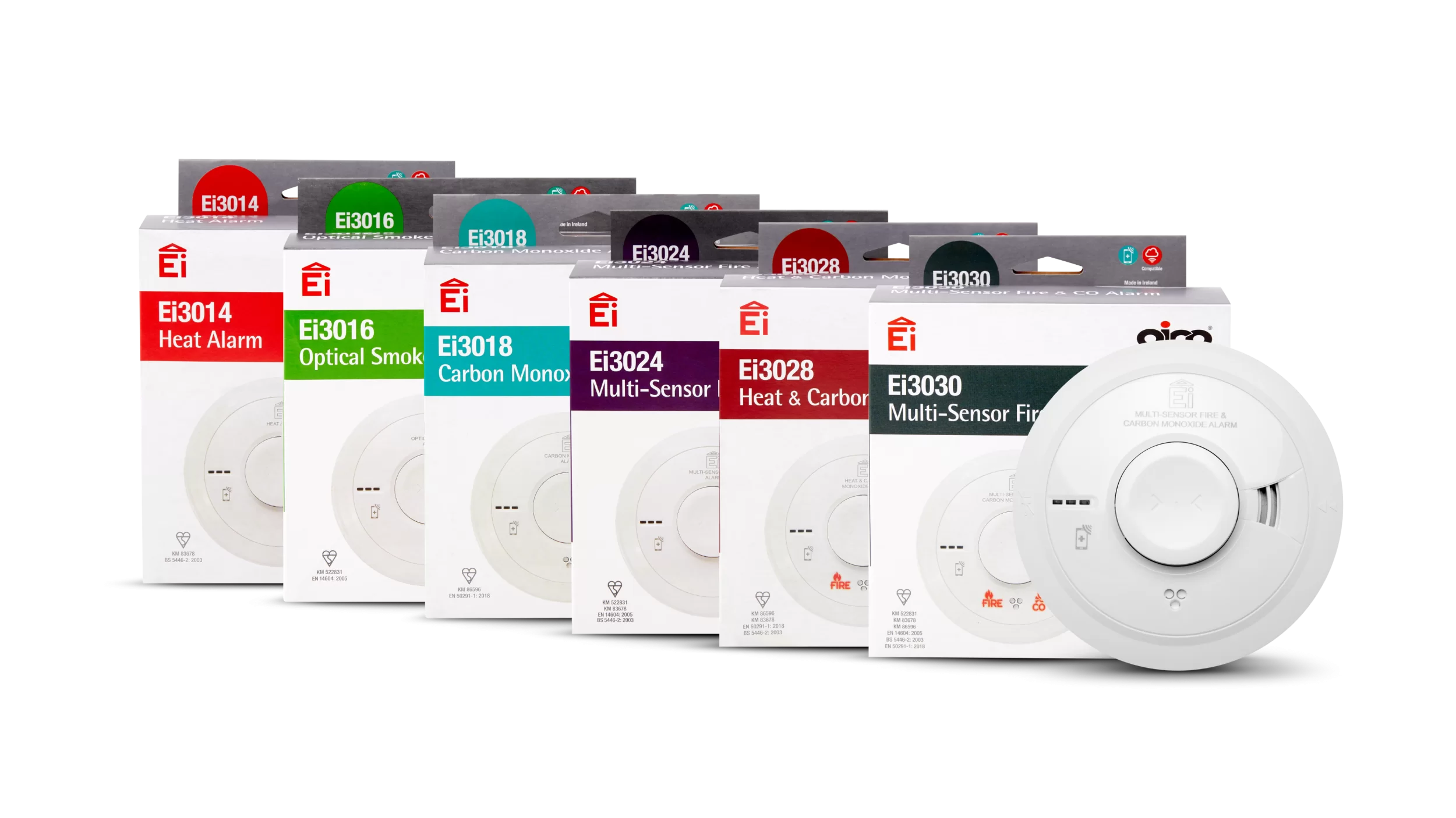 Aico 3000 Series smoke and heat alarms ready for installation