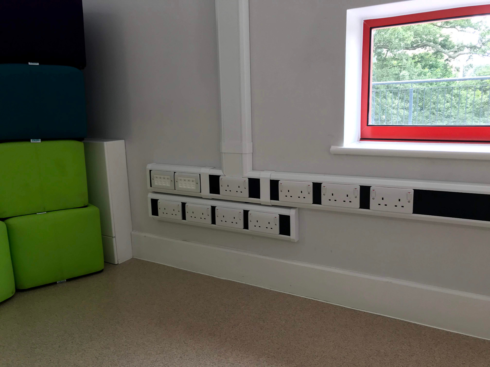 Office trunking and twin sockets in a commercial fit-out tested by CJA Electrical