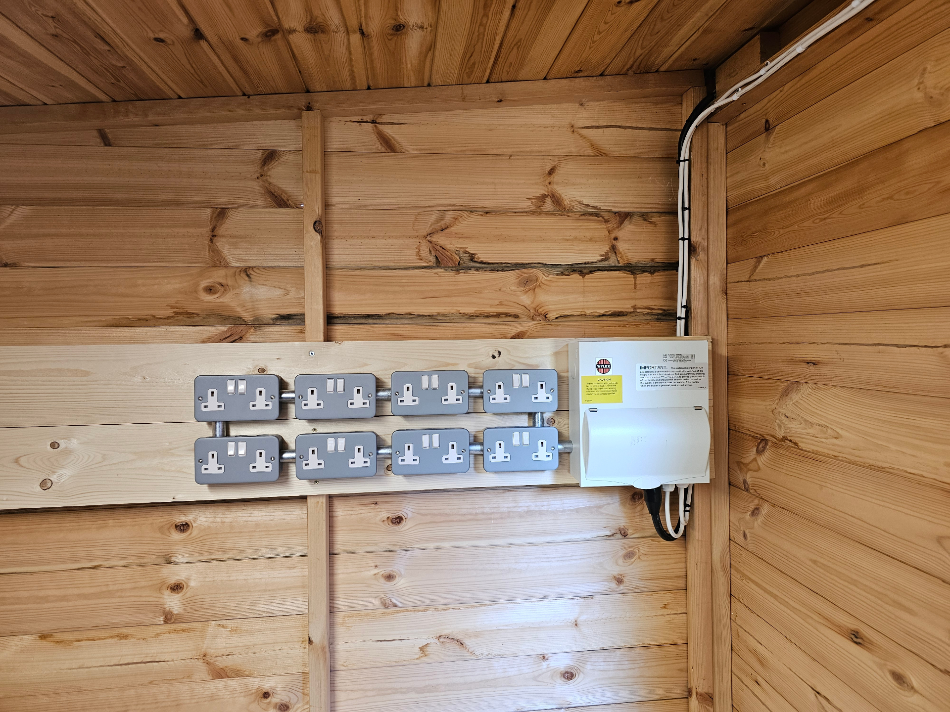 Weatherproof outdoor sockets and lighting installed by CJA Electrical
